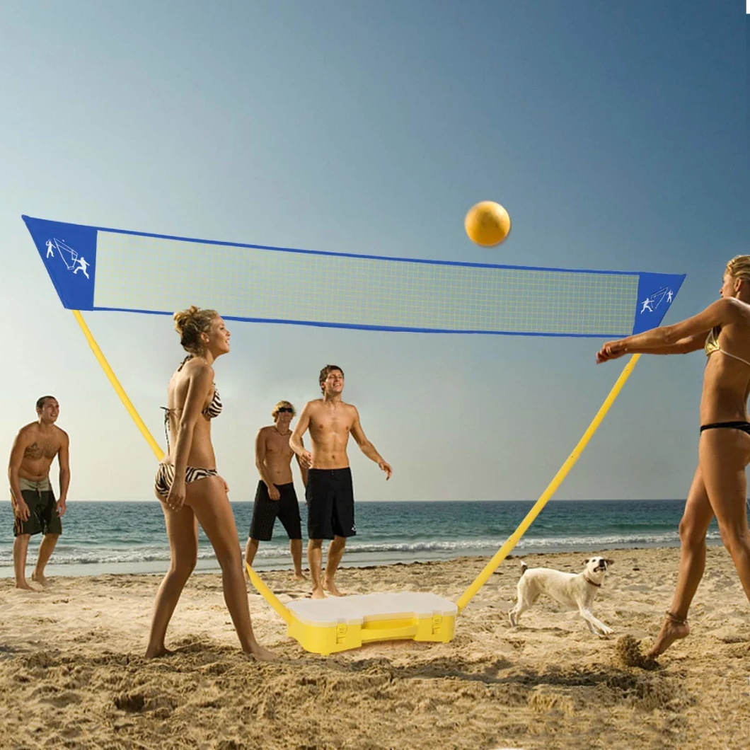 Beach Badminton Set with Net for Tennis, Soccer Tennis, Pickleball, Kids Volleyball Easy Setup